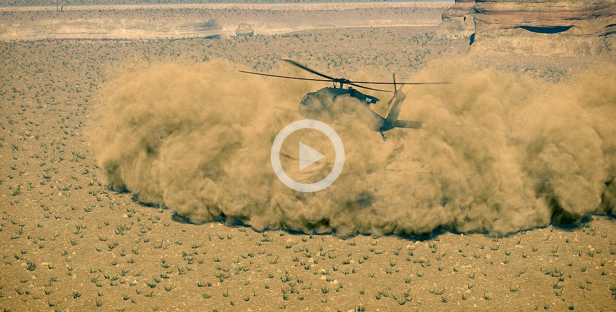 FumeFX helicopter dust landing